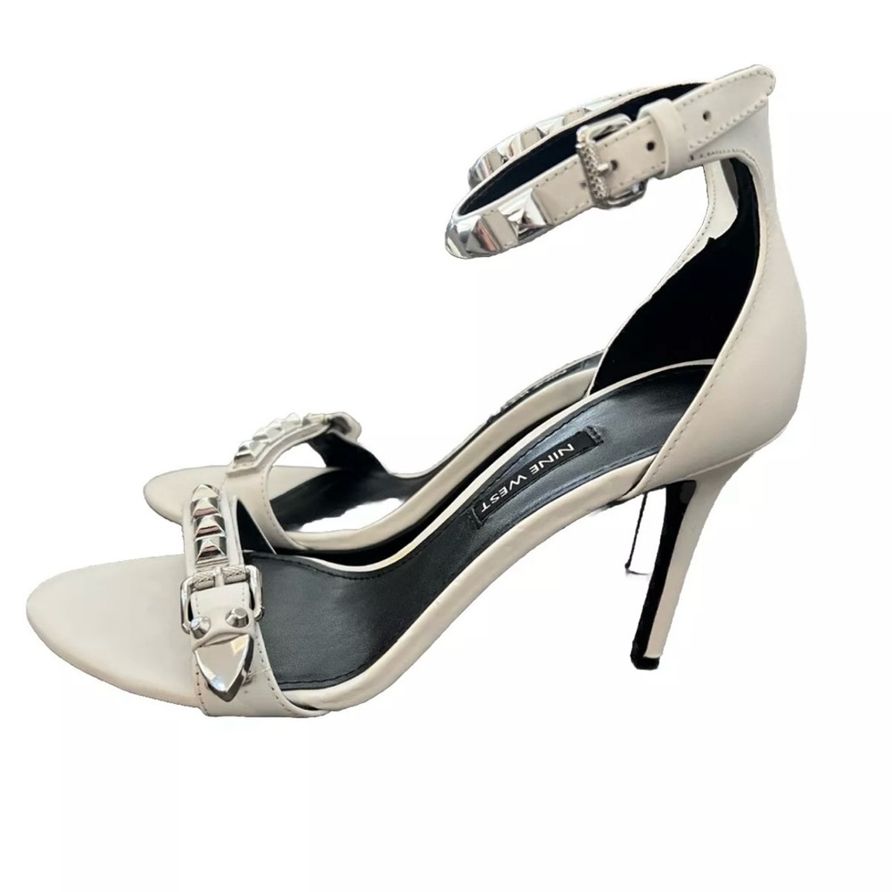 Nine West Mika Studded Strappy Heels Size 7.5 White